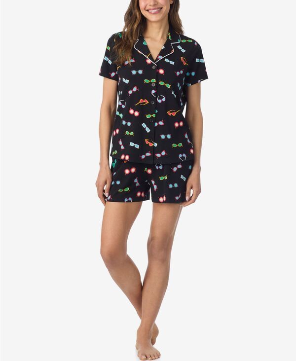 【送料無料】 クドルドッズ レディース ナイトウェア アンダーウェア Womens ShortSleeve Top and PullOn Pajama Shorts 2Piece Set Black
