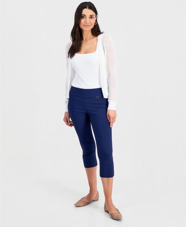 【送料無料】 アイエヌシー インターナショナル コンセプト レディース カジュアルパンツ ボトムス Petite TummyControl PullOn Capri Pants Created for Macys Indigo Sea