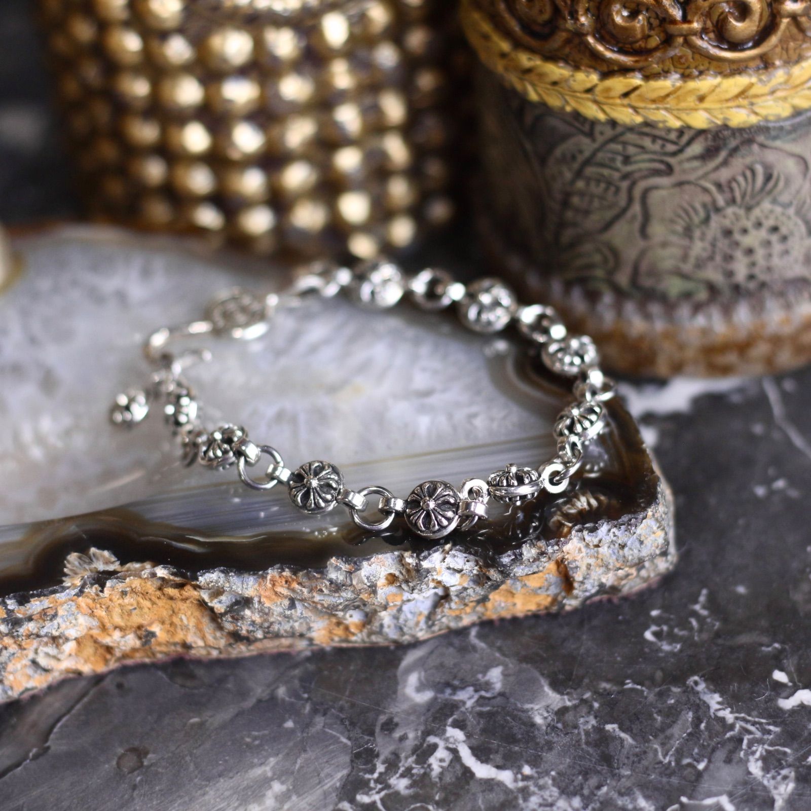 USA VINTAGE GOSSIC DESIGN CHAIN BRACELET/アメリカ古着ゴシック 