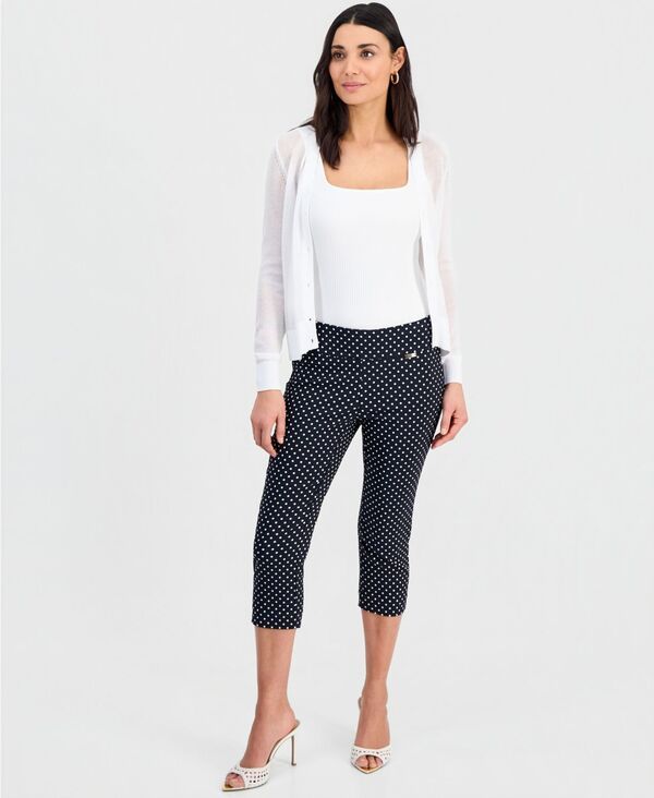 【送料無料】 アイエヌシー インターナショナル コンセプト レディース カジュアルパンツ ボトムス Petite TummyControl PullOn Capri Pants Created for Macys Debbie Dots