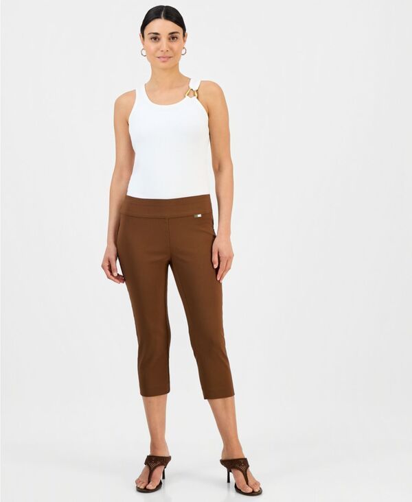 【送料無料】 アイエヌシー インターナショナル コンセプト レディース カジュアルパンツ ボトムス Petite TummyControl PullOn Capri Pants Created for Macys Brown Tree