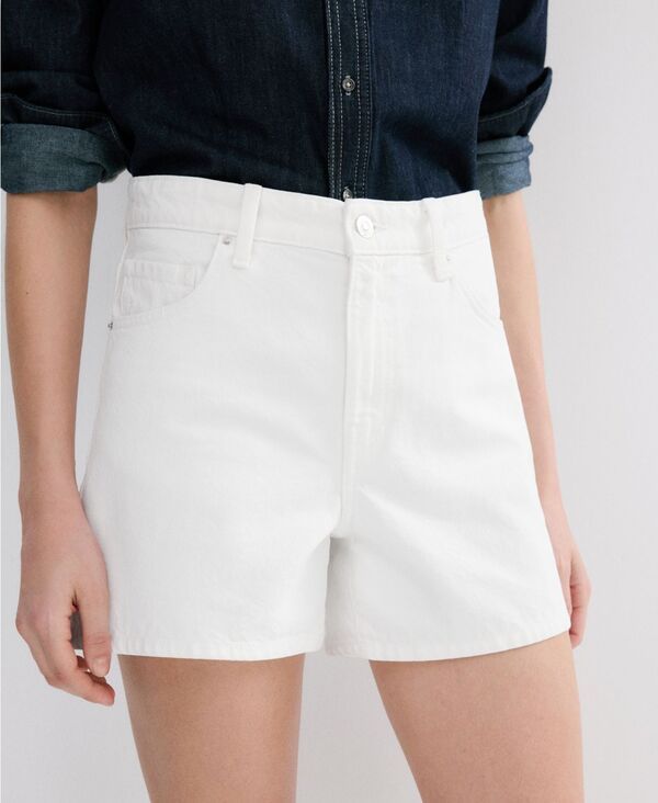 【送料無料】 マンゴ レディース ハーフパンツ・ショーツ ボトムス Womens HighWaisted StraightFit Denim Shorts White 14,186円