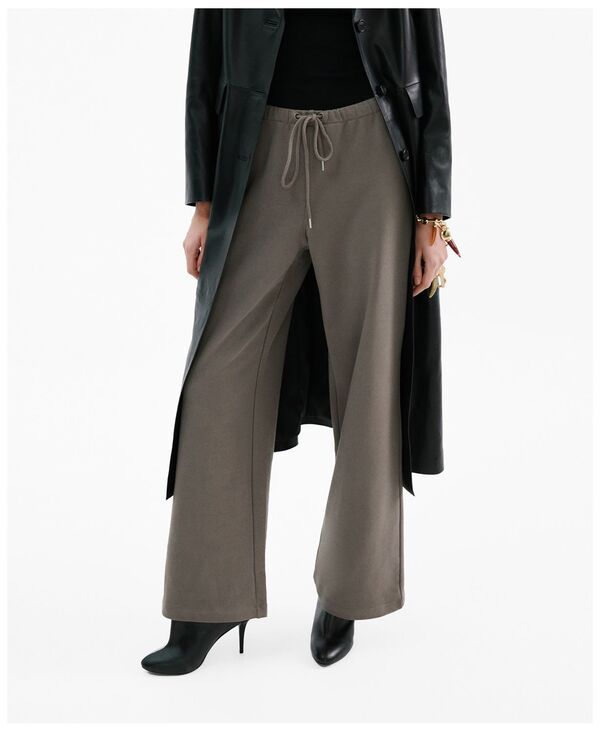 【送料無料】 マンゴ レディース カジュアルパンツ ボトムス Womens Elastic Waist Cotton Pants Gray