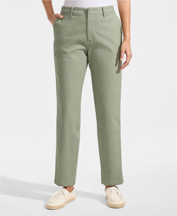 【送料無料】 ランズエンド レディース カジュアルパンツ ボトムス Womens Mid Rise Classic Straight Leg Chino Ankle Pants Sage