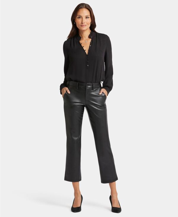 【送料無料】 エヌワイディージェイ レディース カジュアルパンツ ボトムス Womens Faux Leather Straight Ankle Pants Black