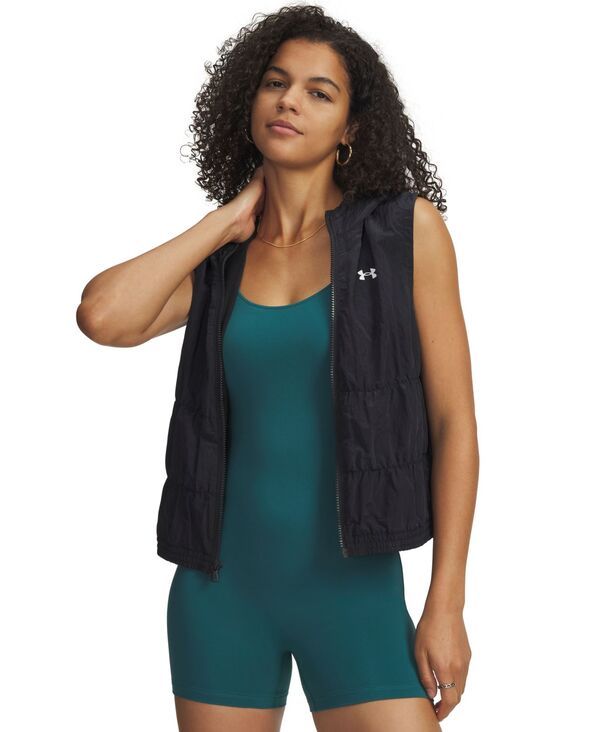 【送料無料】 アンダーアーマー レディース ベスト トップス Womens Rival Woven Sleeveless Ruched Vest BlackWhite