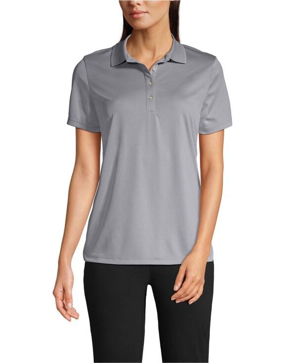 【送料無料】 ランズエンド レディース シャツ トップス Womens Short Sleeve Solid Active Polo Harbor gray
