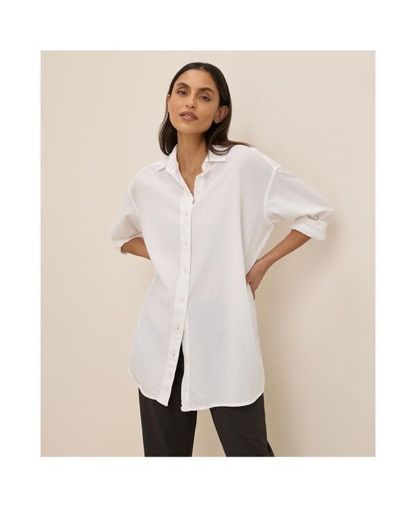 【送料無料】 パクト レディース シャツ トップス Womens Cotton Sunset Lightweight Cotton Oversized Shirt White