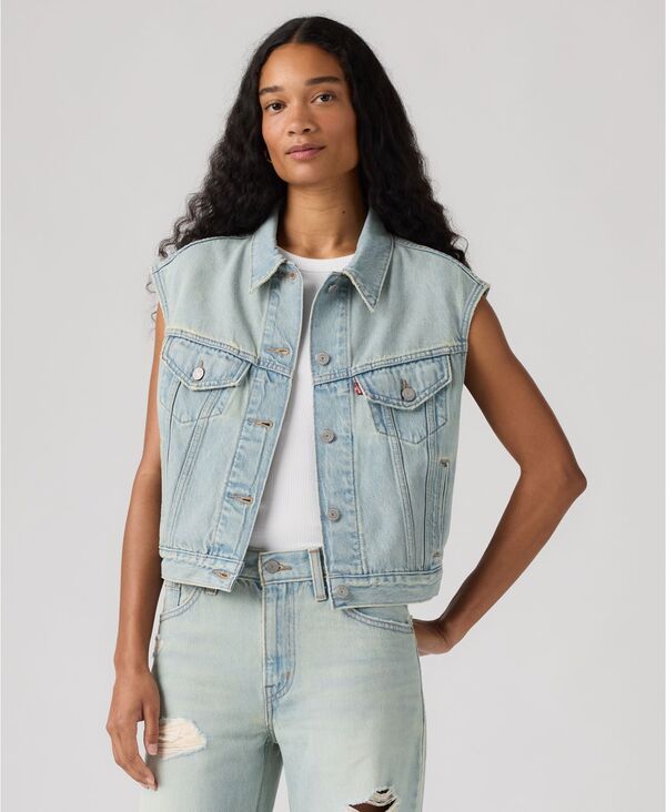 【送料無料】 リーバイス レディース ベスト トップス Womens Premium Shrunken Vest Que Pasa Trucker