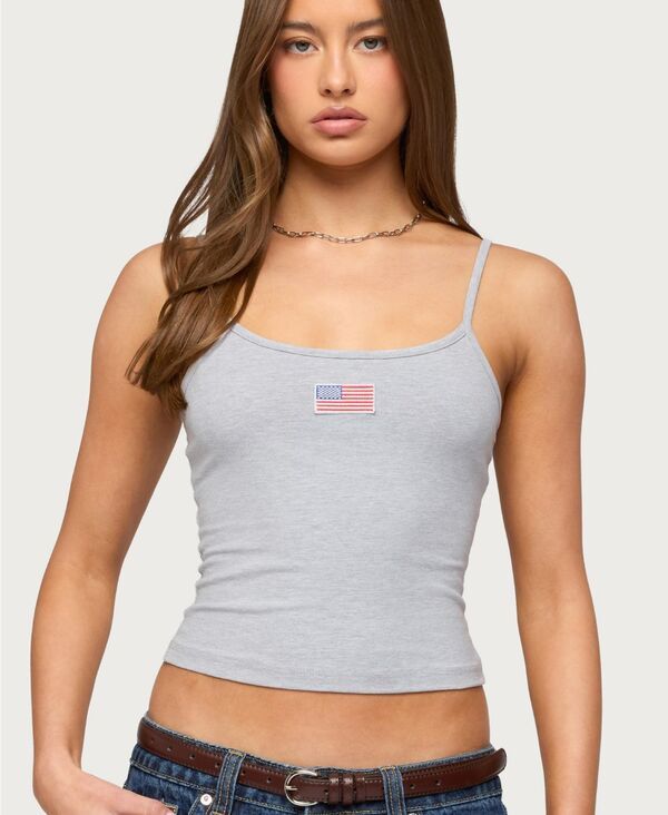 【送料無料】 アディクテッド レディース タンクトップ トップス Womens Usa Tank Top Graymelange