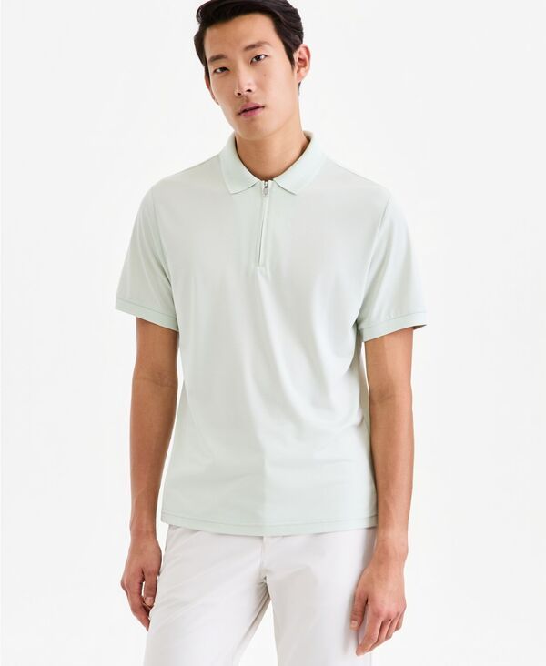 【送料無料】 アルファニ メンズ ポロシャツ トップス Mens Ottoman Short Sleeve Textured QuarterZip Polo Shirt Exclusively at Macys Frosty Mint