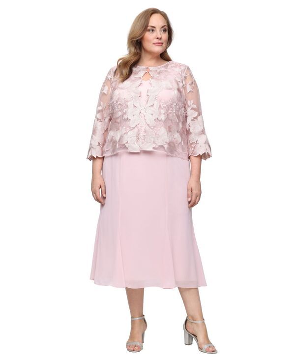 【送料無料】 アレックスイブニングス レディース ジャケット・ブルゾン アウター Plus Size ALine Dress with Lace Mock Jacket Shell Pink