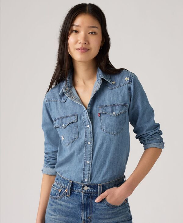 【送料無料】 リーバイス レディース シャツ トップス Womens The Ultimate Western Cotton Denim Shirt Bee In The Bonnet Western