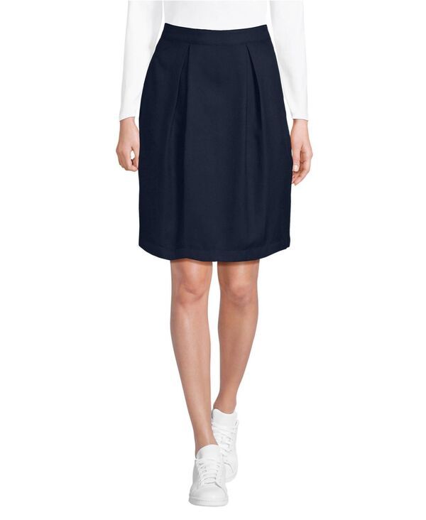 【送料無料】 ランズエンド レディース スカート ボトムス Womens School Uniform Solid Pleated Skort Top of Knee Classic navy
