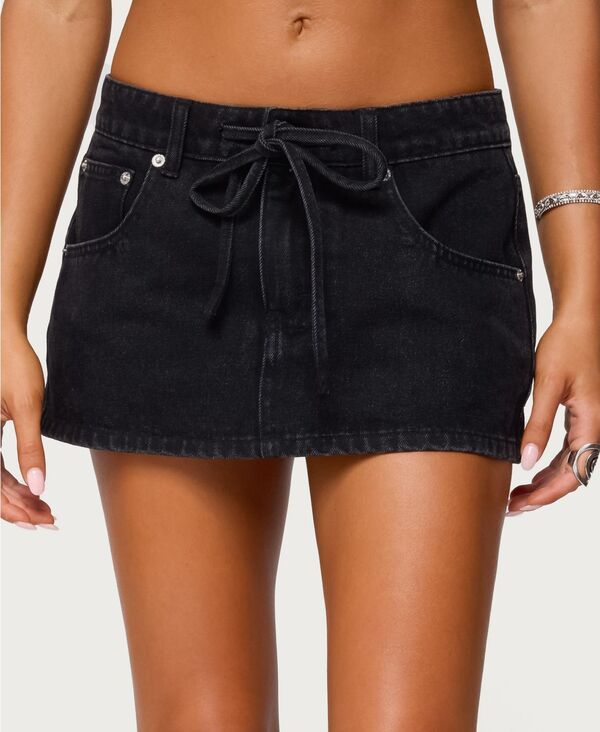 【送料無料】 アディクテッド レディース スカート ボトムス Womens Ziggie Tie Front Denim Mini Skort Black
