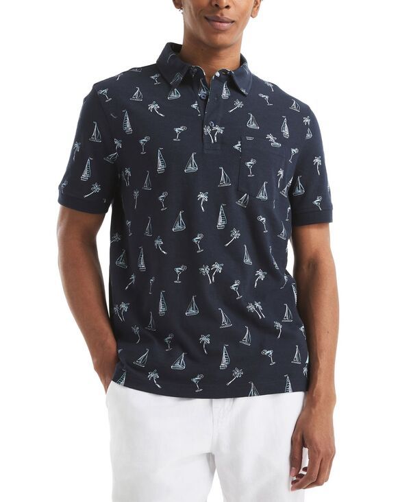 【送料無料】 ナウティカ メンズ ポロシャツ トップス Mens ClassicFit Sailboat Graphic Polo Shirt Navy Seas 15,386円