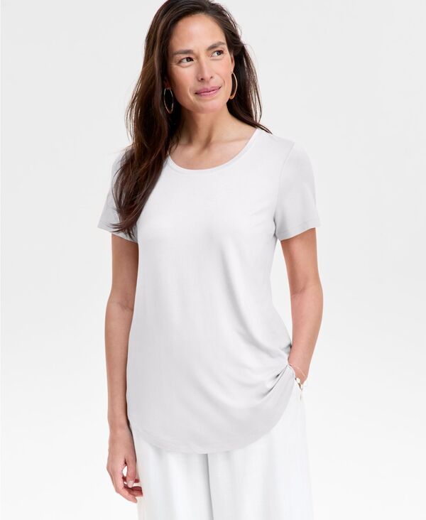 【送料無料】 ジェイエムコレクション レディース シャツ トップス Womens ScoopNeck Short Sleeve Top Created for Macys Bright White