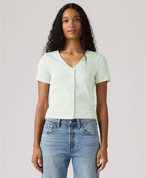 【送料無料】 リーバイス レディース シャツ トップス Womens Muse ShortSleeve ButtonFront Top Pale Blue