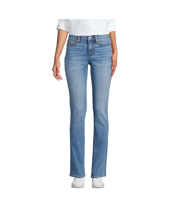 【送料無料】 ランズエンド レディース デニムパンツ ボトムス Womens Recover Mid Rise Straight Leg Blue Jeans Beau blue