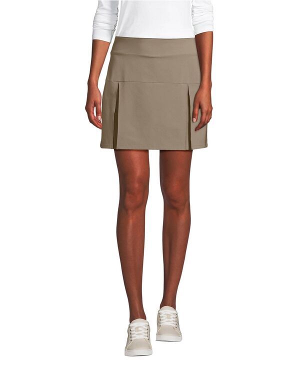 【送料無料】 ランズエンド レディース スカート ボトムス Womens Performance Pleated Skort Above the Knee Khaki