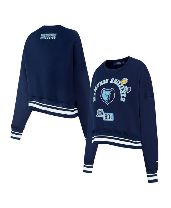 【送料無料】 プロスタンダード レディース パーカー・スウェット アウター Womens Navy Memphis Grizzlies Area Code Cropped Pullover Sweatshirt Navy