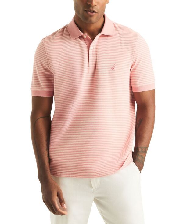 【送料無料】 ナウティカ メンズ ポロシャツ トップス Mens Striped ClassicFit Deck Polo Shirt Mauve Glow