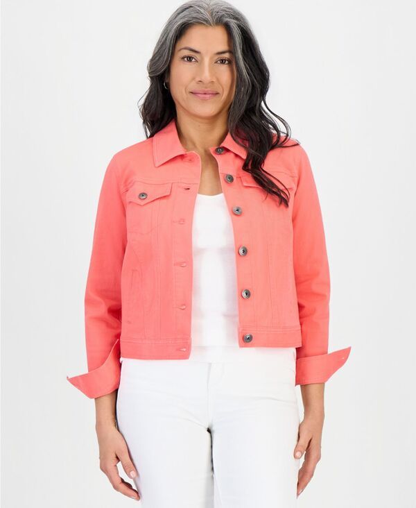 【送料無料】 スタイルアンドコー レディース ジャケット・ブルゾン アウター Petite Classic Denim Jacket Created for Macys Tuscon Coral