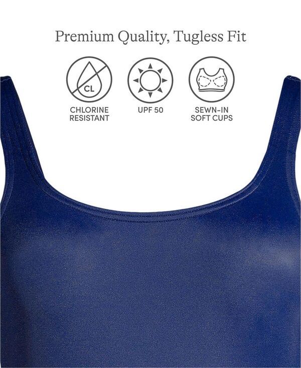 【送料無料】 ランズエンド レディース 上下セット 水着 Petite Chlorine Resistant Soft Cup Tugless Sporty One Piece Swimsuit Deep sea navy