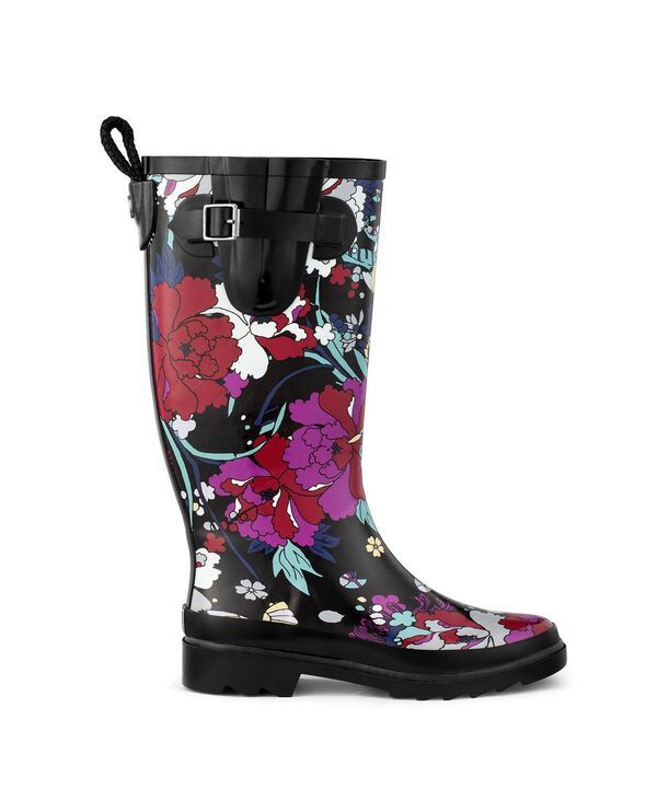 【送料無料】 ザサック レディース ブーツ・レインブーツ シューズ Women Rhythm Rainboot Black flower power