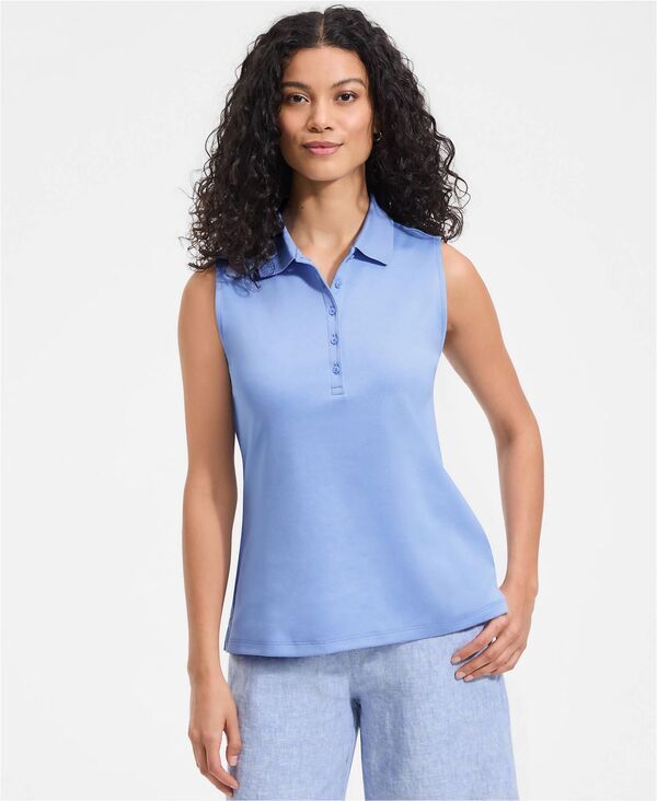 【送料無料】 ランズエンド レディース シャツ トップス Womens Supima Cotton Polo Clear blue sky