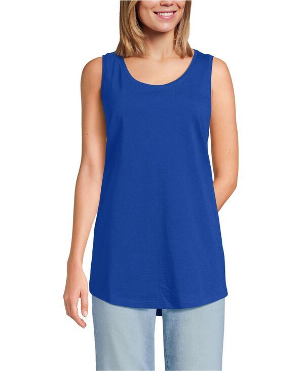 【送料無料】 ランズエンド レディース シャツ トップス Womens Tall Supima Cotton Tunic Tank Top Vibrant lapis