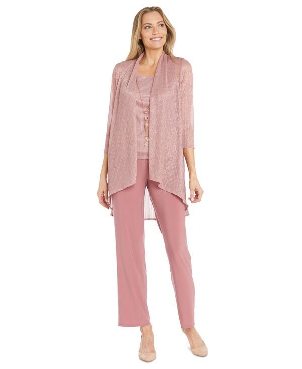 【送料無料】 アールアンドエムリチャーズ レディース ジャケット・ブルゾン アウター 3Pc Metallic Jacket Necklace Top Pants Set Rose