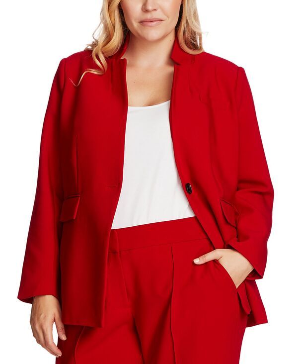 【送料無料】 ヴィンスカムート レディース ジャケット・ブルゾン ブレザー アウター Plus Size OneButton NotchCollar Blazer Tulip Red
