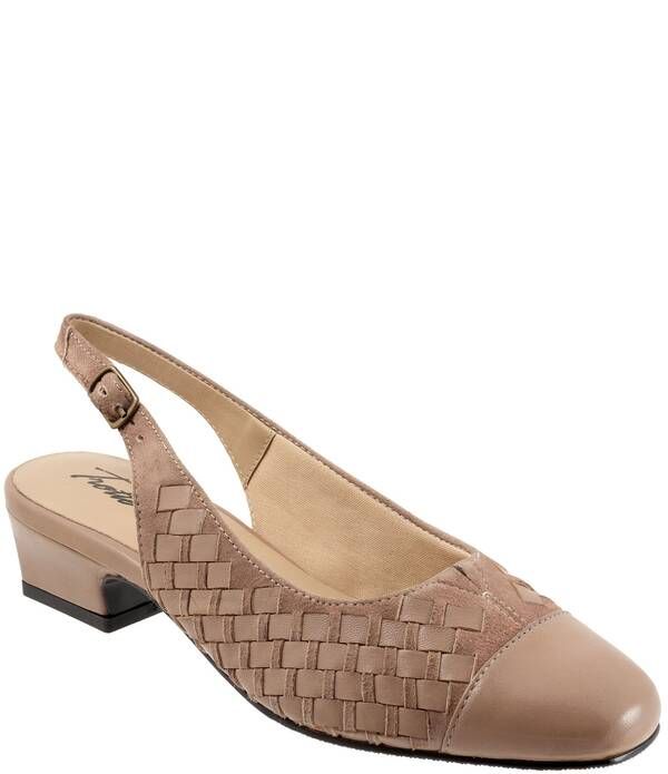 トロッターズ レディース シューズ パンプスエード レザー Trotters Dea Woven Suede and Leather Slingback Pumps Taupe トープ