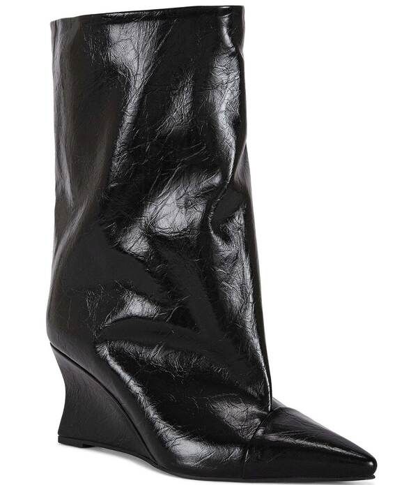 アザレア ワン レディース シューズ サンダル ブーツ Azalea Wang Vinci Pointed Toe Sculpted Wedge Mid Boots Black ブラック