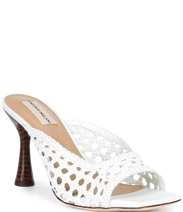アントニオ メラーニ レディース シューズ サンダル レザー Antonio Melani Evelyne Leather Woven Dresslide Sandals White ホワイト