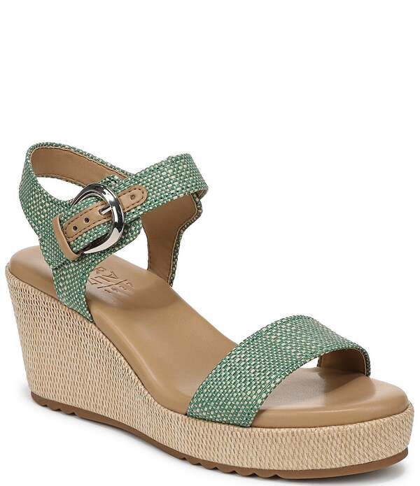 ナチュライザー レディース シューズ サンダル プラットフォーム アンクル Naturalizer Stella 4 Raffiankle Wraplatform Espadrille Wedge Sandals Green Multi グリーン