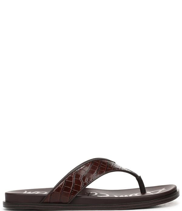 サムエデルマン レディース シューズ サンダル レザー Sam Edelman Lila Leather Croco Pint Flip Flops Maple Bourbon