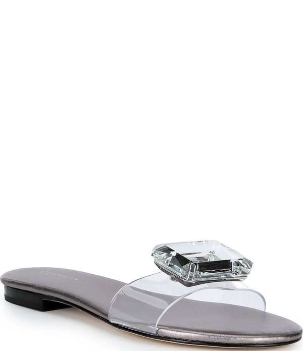 セシリア ニューヨーク レディース シューズ パンプス サンダル トール Cecelia New York Phillis Metallic Vinyl Slide Sandals Pewter Metallic ピューター