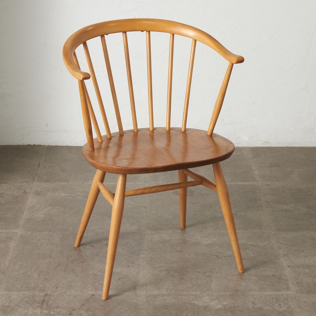 レア ERCOL カウホーン スモーカーズ チェア 英国 アーコール ヴィンテージ ウィンザーチェア アームチェア ダイニングチェア 93905