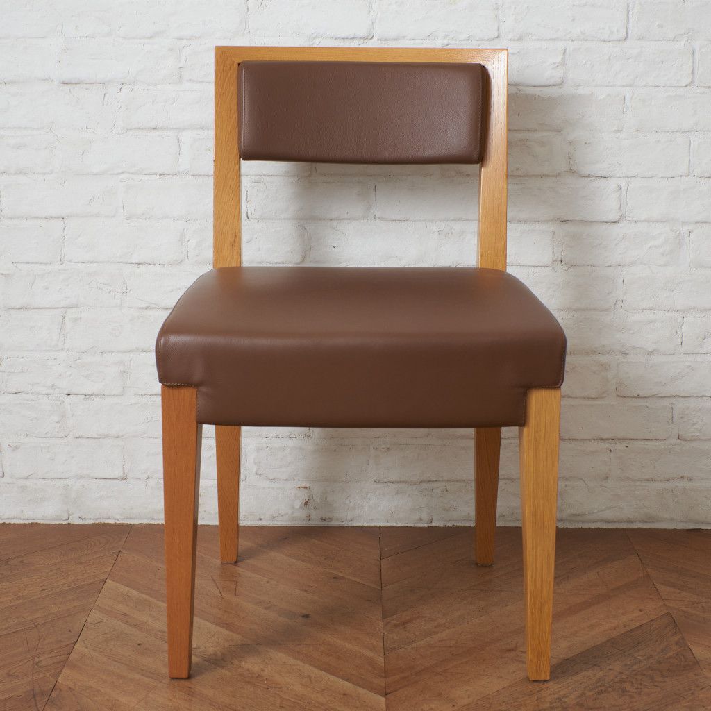 MOROSO CARTIER ダイニングチェア 本革 アームレス チェア ビーチ 食卓 イス 椅子 木製 サイドチェア モローゾ イタリア モダン 94723