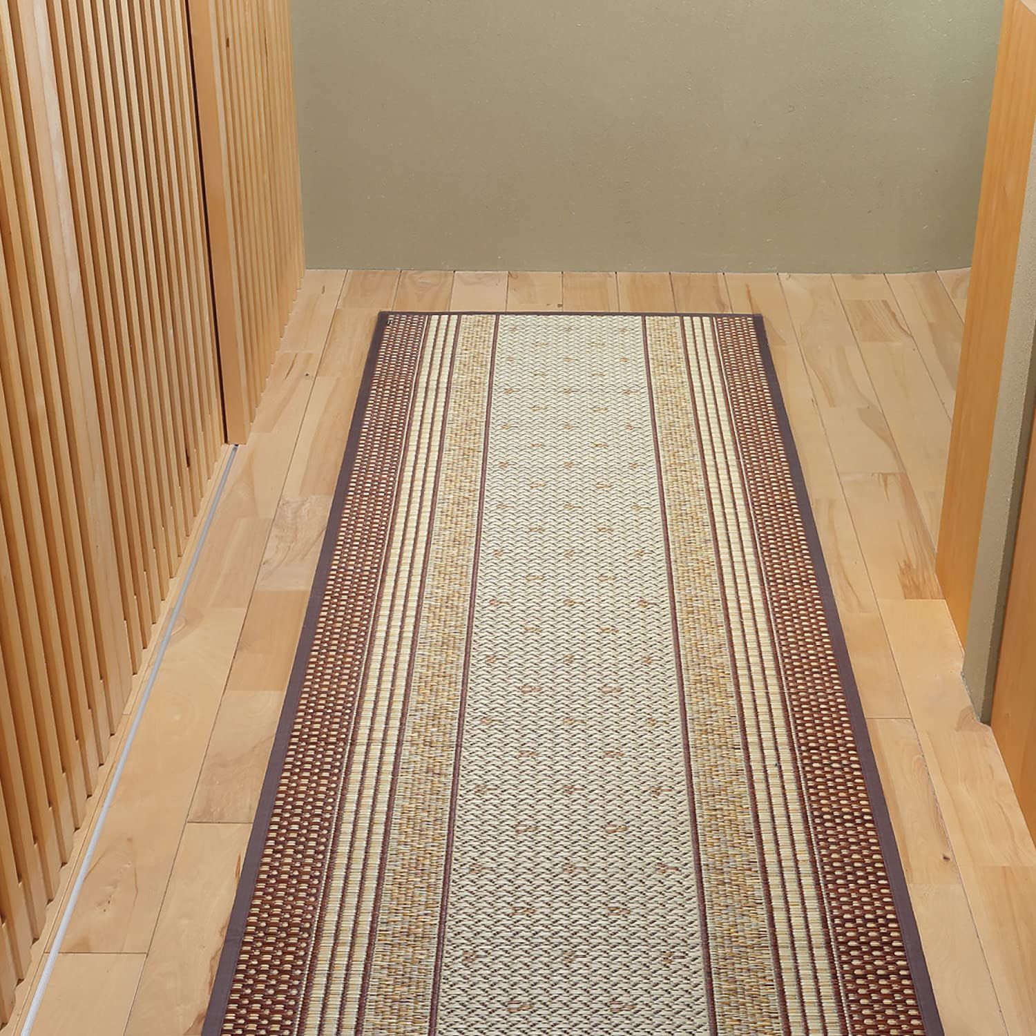 廊下敷き い草 裏貼り エルモード ブラウン 国産 約80×540cm ロングマット 抗カビ 萩原 滑り止め付き 日本製