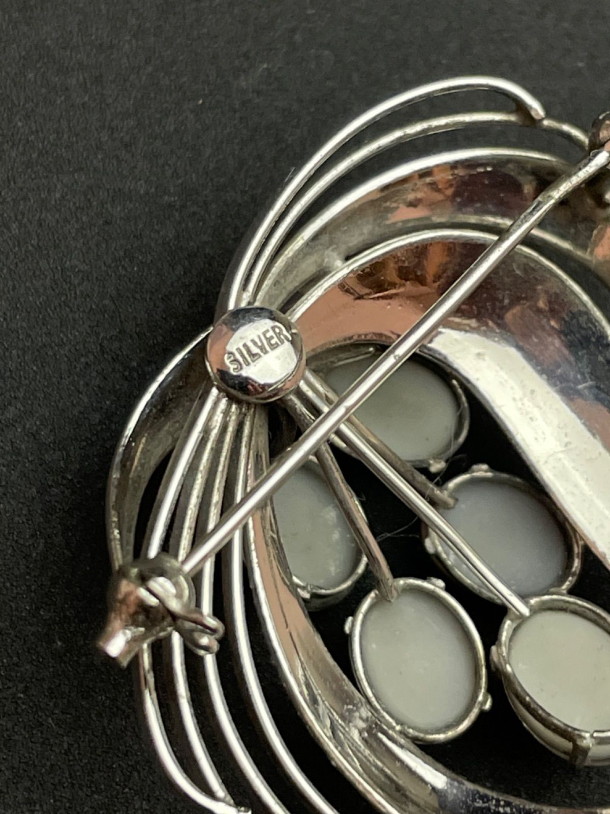 美品/SILVER刻印】トリプレットオパール ブローチ シルバー 彫金