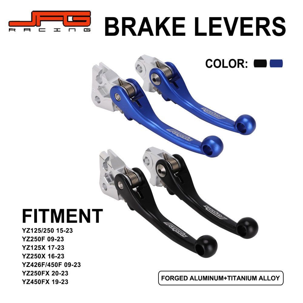 ヤマハ YZ125/250 YZ250F アルミ鍛造 クラッチレバー ブレーキレバー セット 可倒式 ブルー ブラック 選べる2色 モトクロス オフロード レバー交換