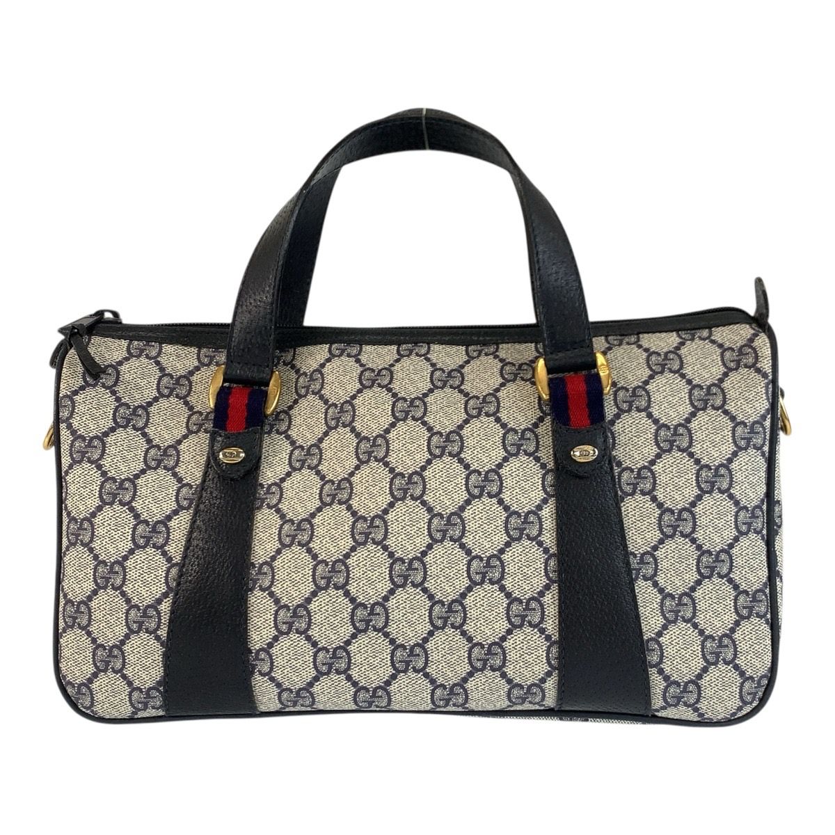 美品 GUCCI グッチ ヴィンテージ シェリーライン グレー ネイビー ゴールド金具 GGスプリームキャンバス /レザー 24 02 005 ショルダーバッグ ポシェット レディース 505726 【中古】 美品 GUCCI グッチ ヴィンテージ シェリーライン グレー GGスプリーム