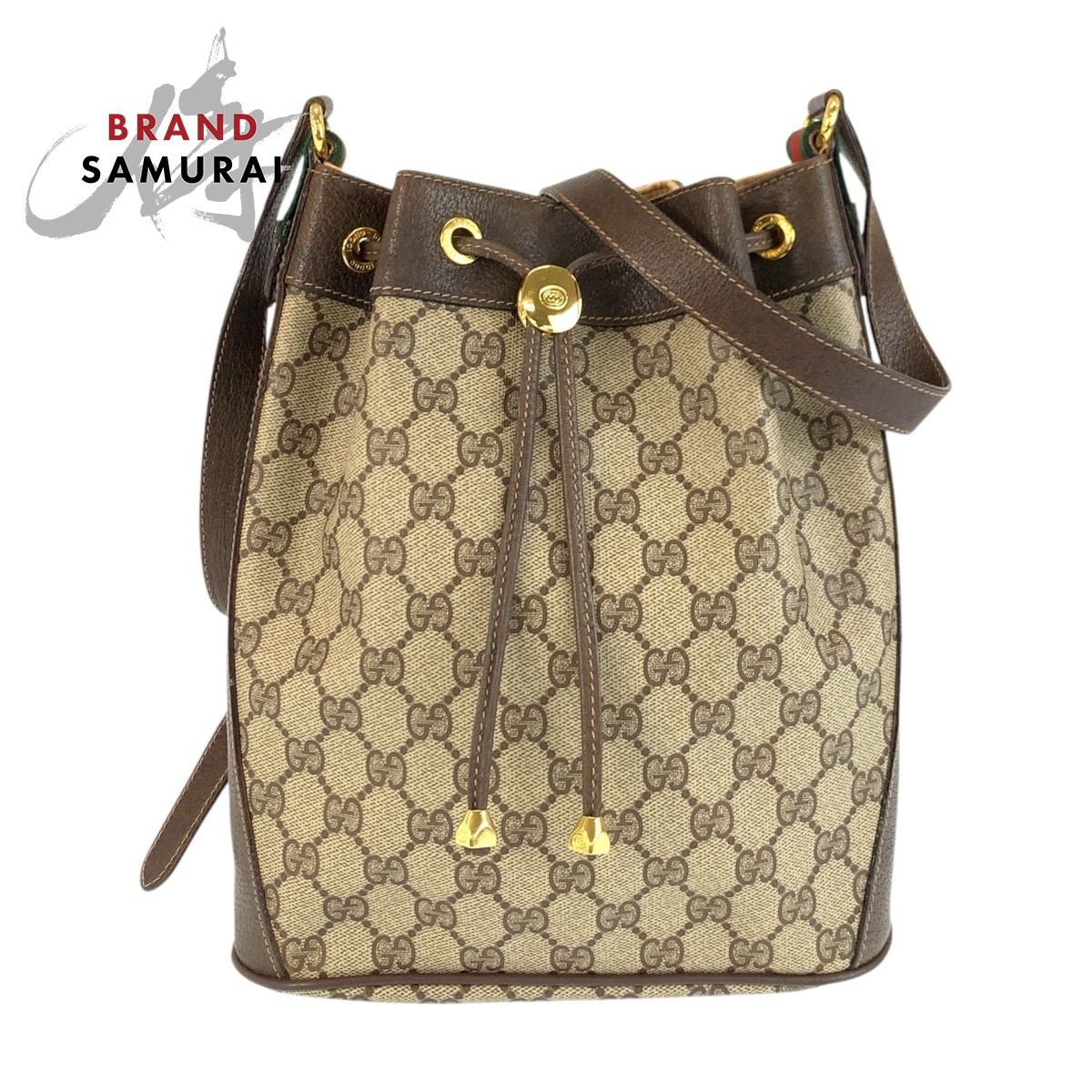GUCCI グッチ ヴィンテージ オールドグッチ シェリーライン ベージュ ブラウン ゴールド金具 GGスプリームキャンバス 904 02 070 ショルダーバッグ ポシェット レディース 505432 【中古】 GUCCI グッチ ヴィンテージ シェリーライン ベージュ ブラウン GG