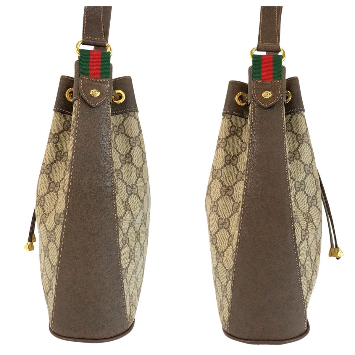 GUCCI グッチ ヴィンテージ シェリーライン ベージュ ブラウン GGスプリームキャンバス /レザー 41 02 018 ショルダーバッグ ポシェット レディース 506808 【中古】 GUCCI グッチ ヴィンテージ シェリーライン ベージュ ブラウン GG