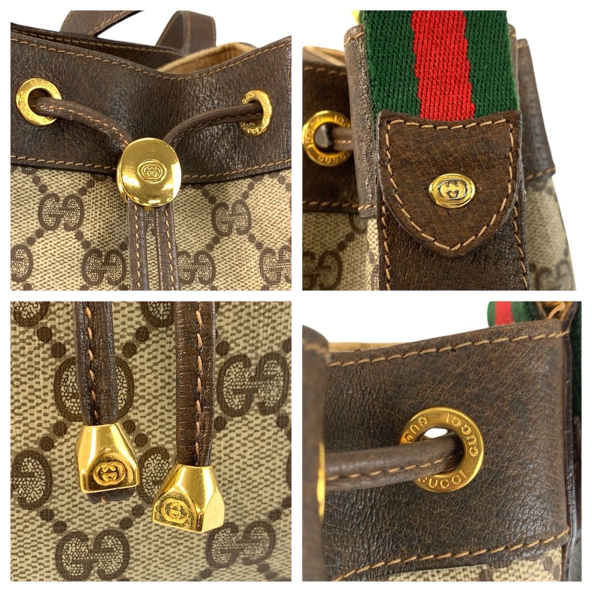 GUCCI グッチ ヴィンテージ シェリーライン ベージュ ブラウン GG