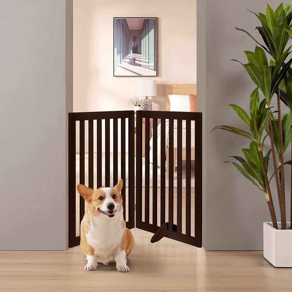 unipaws ペットゲート 置くだけ簡単 木製 折りたたみ式 伸縮可能(幅91-96cm 高さ91.5cm) 玄関/階段/ドア用 ペットガード 小型犬 猫 脱走防止 飛び出し防止 収納便利 室内パーテーション ペットフェンス ペット用柵 犬用ゲート、折り式バ unipaws ペットゲート 置くだけ簡単 木製 折りたたみ式 伸縮可能(幅91-96cm 高さ91.5cm) 玄関/階段/ドア用 ペットガード 小型犬 猫 脱走防止 飛び出し防止 収納便利 室内パーテーション ペットフェンス ペット用柵 犬用ゲート、折り式バ