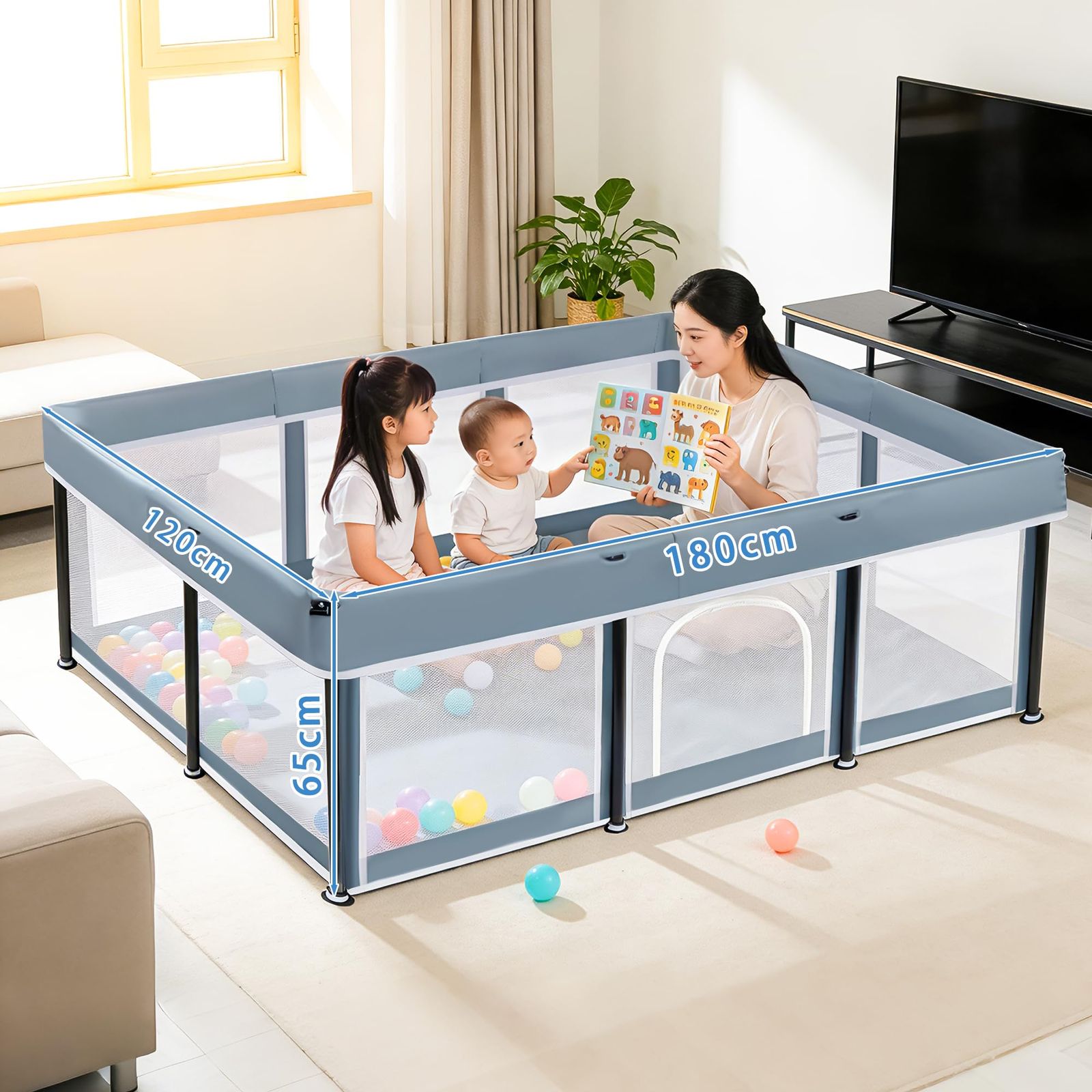 BQKOZFIN ベビーサークル 120x180x65cm コンパクト 折りたたみ可能 扉付き 大型 baby playpen プレイヤード 滑り止め吸盤 メッシュタイプ 洗濯可能 子供 ペットが利用可能 収納バッグ付き 室内外対応 子供 軽量(ダークグレー) BQKOZFIN ベビーサークル 120x180x65cm コンパクト 折りたたみ可能 扉付き 大型 baby playpen プレイヤード 滑り止め吸盤 メッシュタイプ 洗濯可能 子供 ペットが利用可能 収納バッグ付き 室内外対応 子供 軽量(ダークグレー)